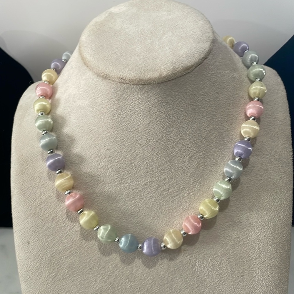Vintage 1960’s Pastel Silk Bead Necklace